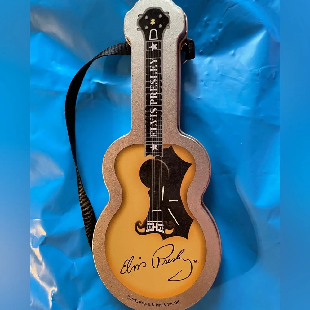 🎸🎶 Elvis Presley Guitar Shaped Tin Pencil Case 🎶🎸
